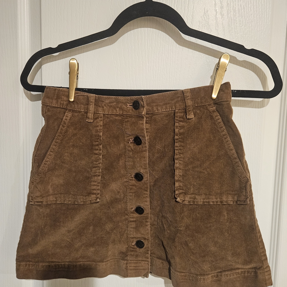 Crewcuts Brown Corduroy Cotton Mini Skirt with Button Front Girls Size 10